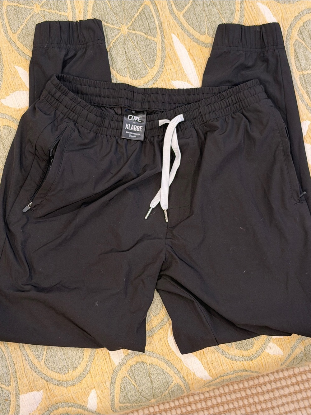 Cove Black Men's Jogger Pants with White Drawstring